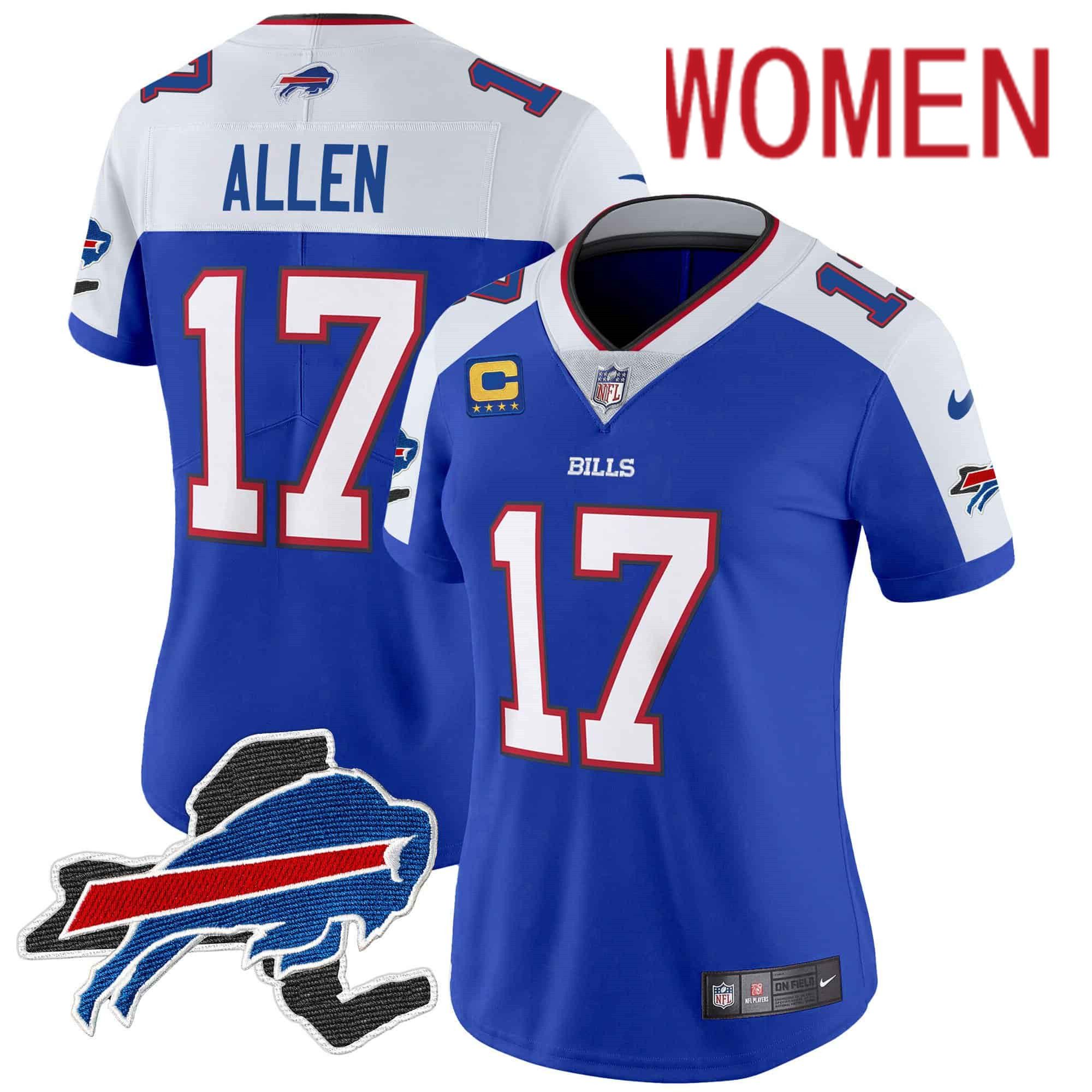 Women Buffalo Bills #17 Allen Blue 2024 Nike Patch Vapor Limited NFL Jersey